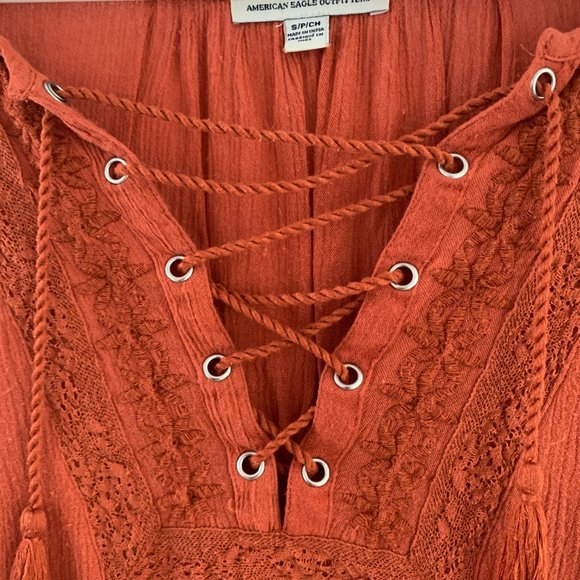 American Eagle Rust Peasant Blouse - Picture 3 of 4